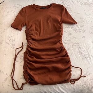 Zara Rust Ruched Mini Dress